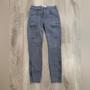 Pistola Gray Skinny Jeans with Zipper Accents Size 27